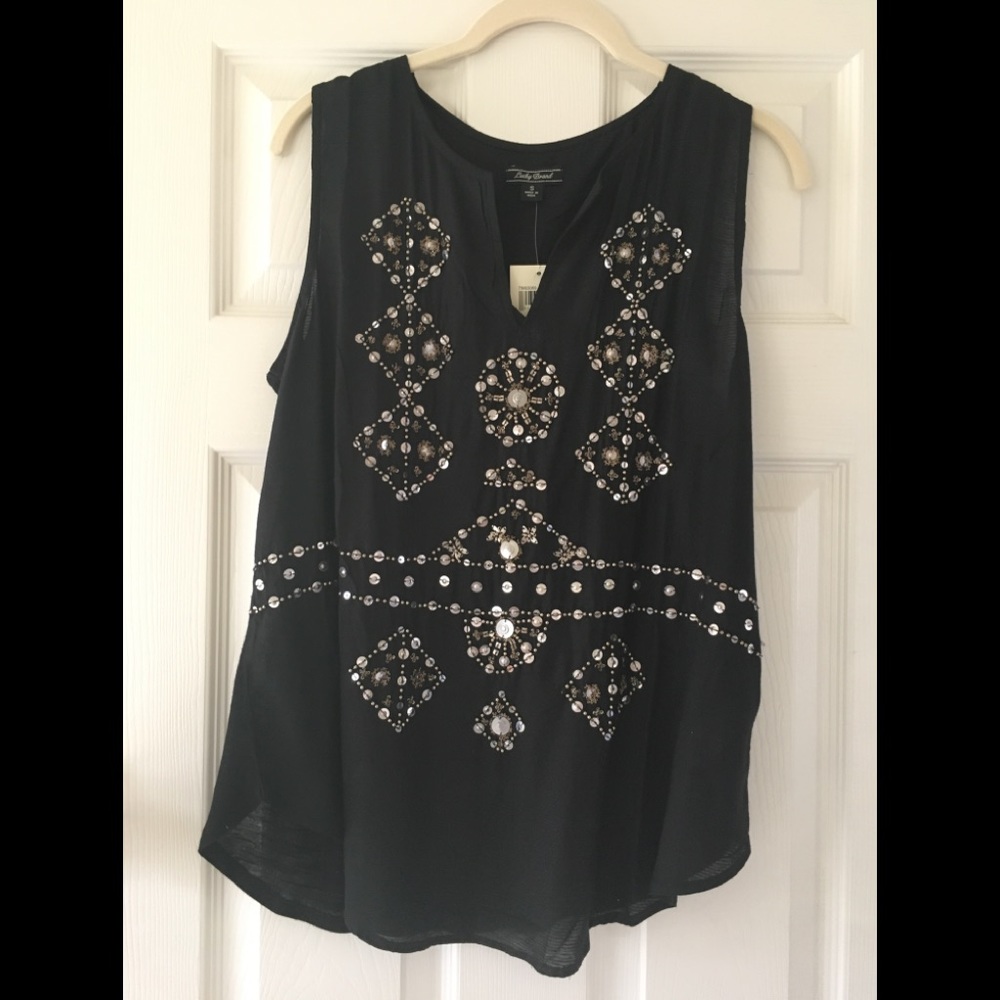 Lucky Brand Black Sequin Top